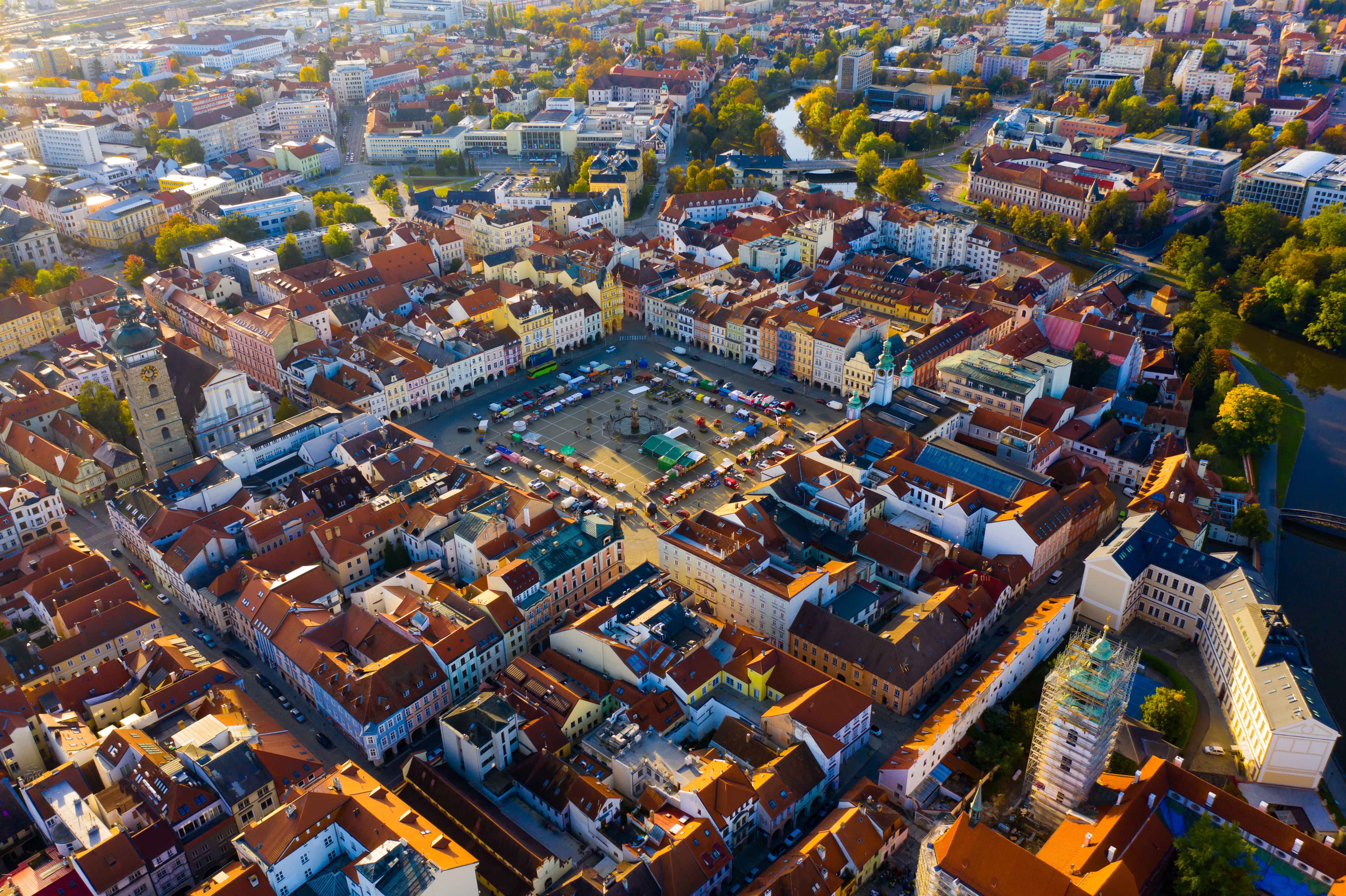 ceske-budejovice-town-square-aerial-view