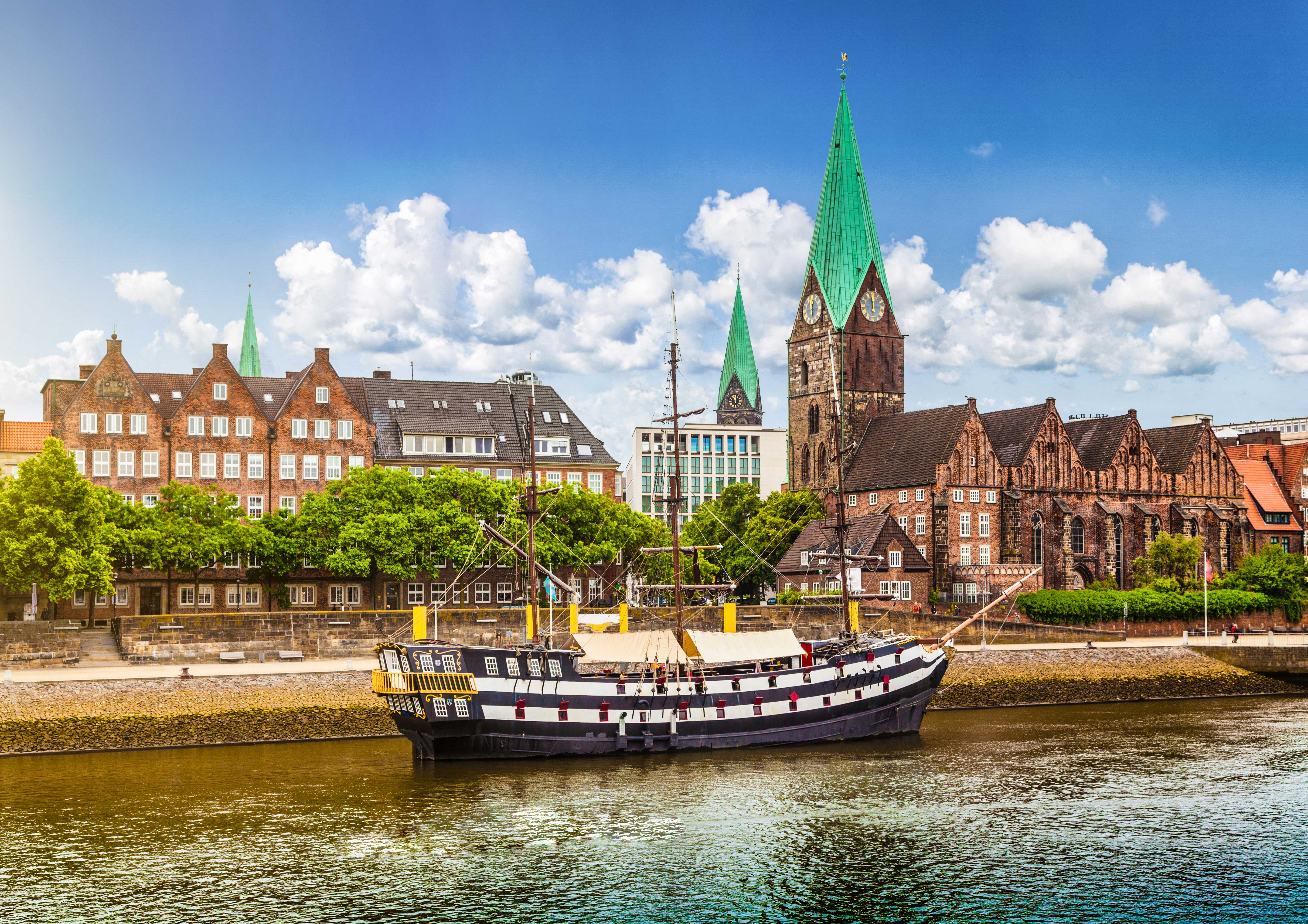 bremen-germany-riverfront-cathedral-ship