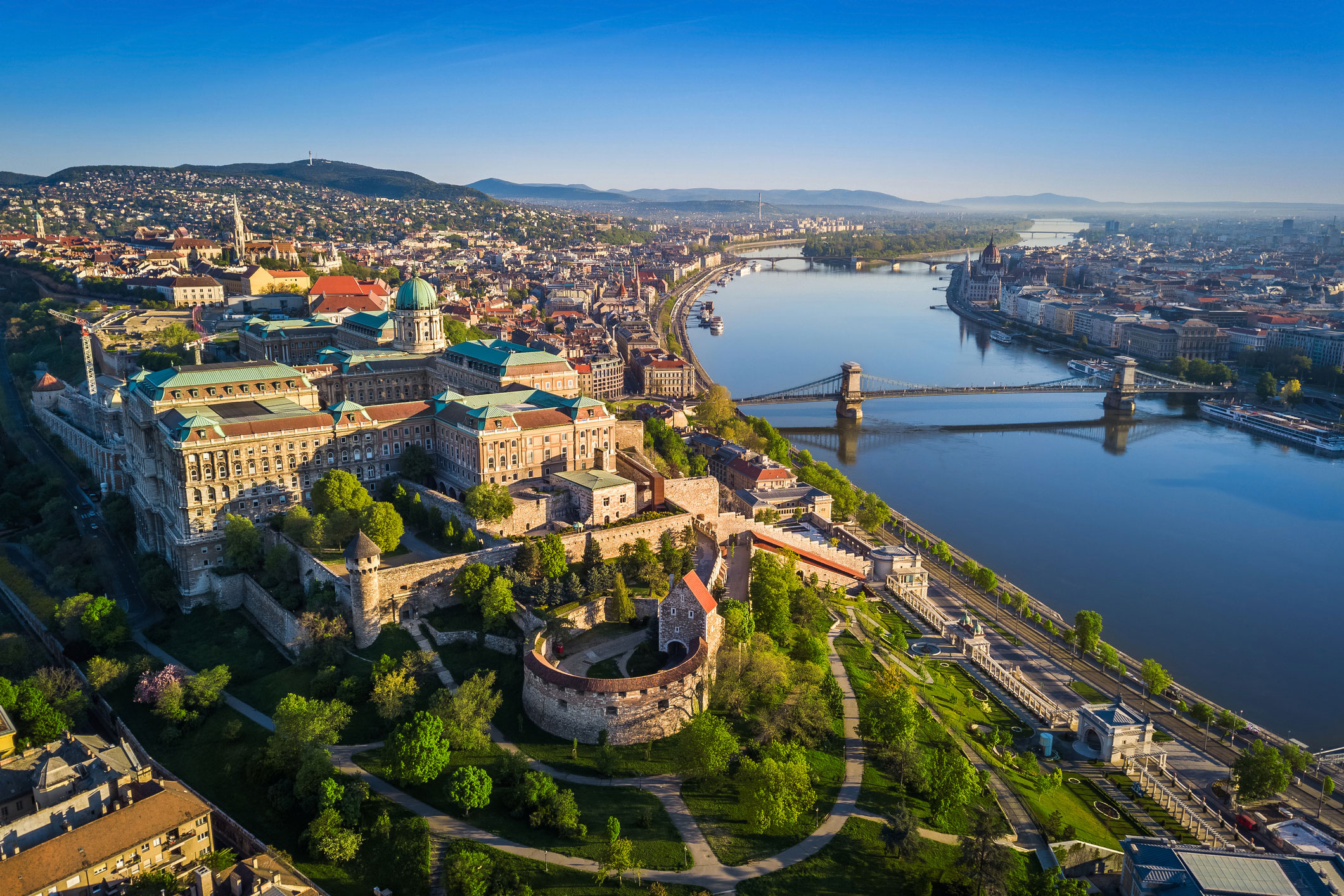 budapest-buda-castle-chain-bridge-danube-aerial