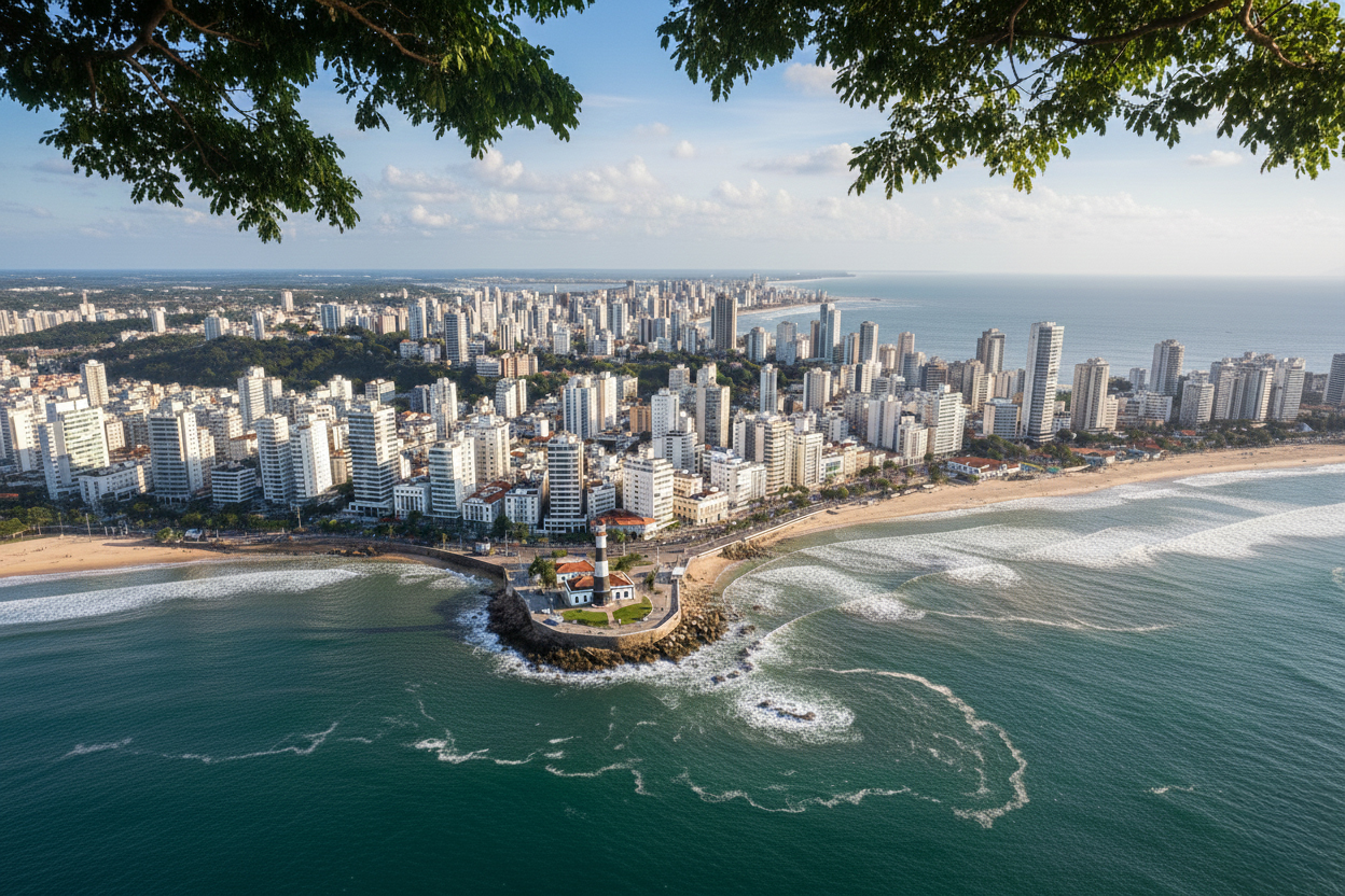 Salvador Brazil Aerial View Farol Da Barra