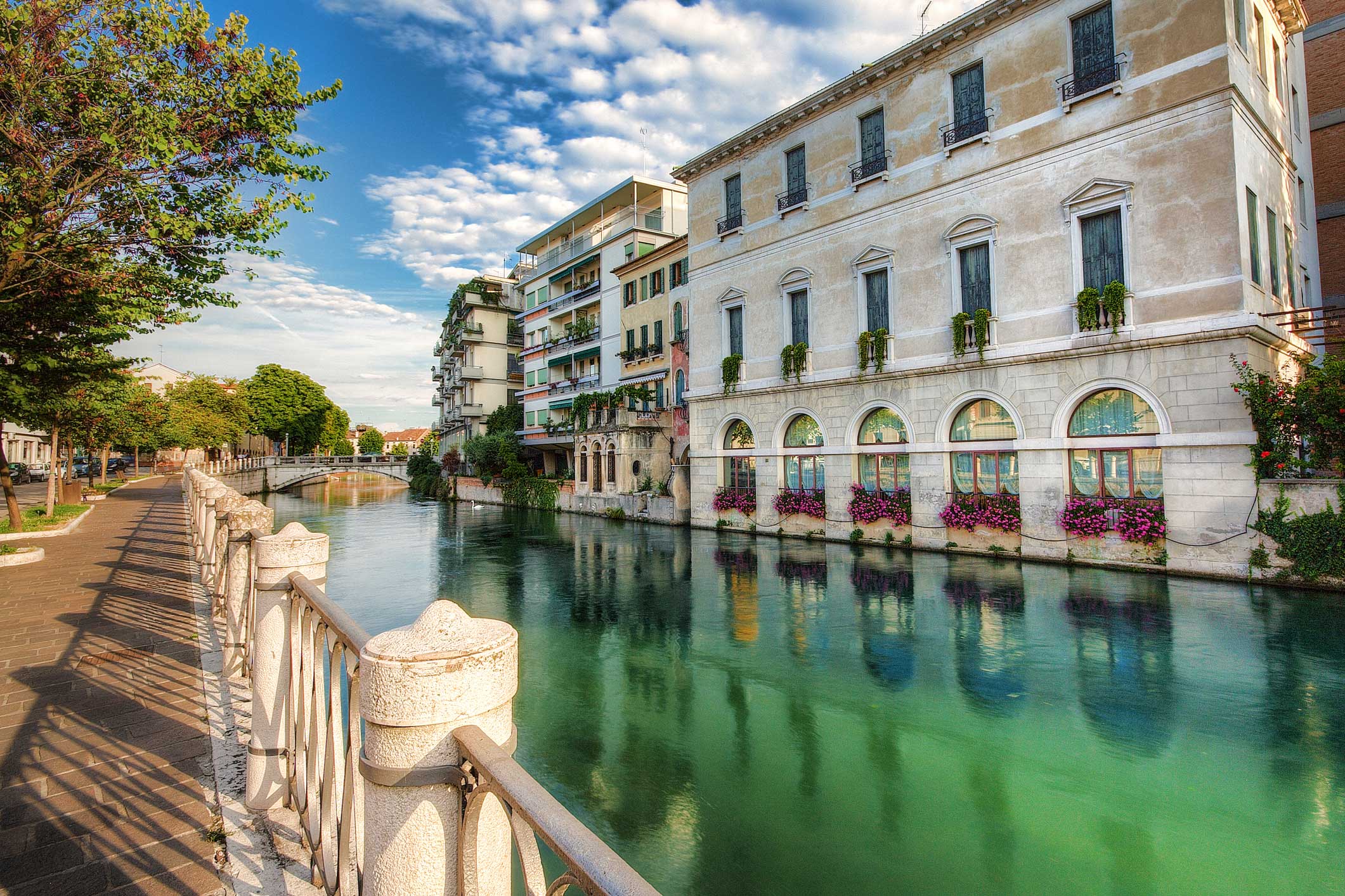 treviso-canal-historic-buildings-flower-reflections