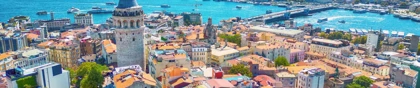 Panoramic view of Istanbul with Galata Tower, Galata Bridge and the Bosphorus, highlighting a key global logistics hub.